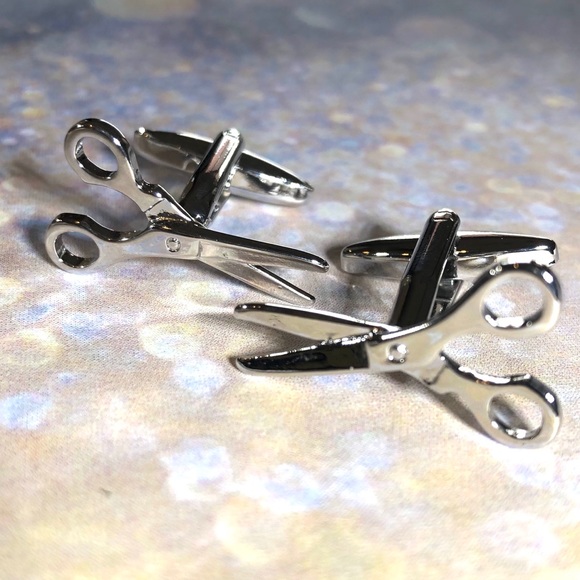 Snip snip hair stylist barber scissor cufflinks - Picture 1 of 5